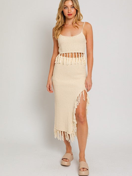 Boho Midi Sweater Skirt