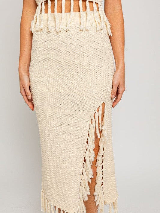 Boho Midi Sweater Skirt