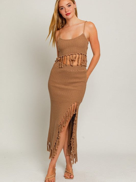 Boho Midi Sweater Skirt