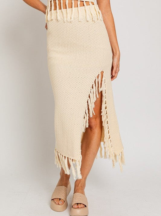 Boho Midi Sweater Skirt