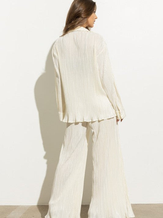 Pleated Blouse Pants Set