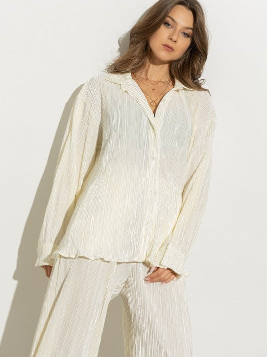 Pleated Blouse Pants Set