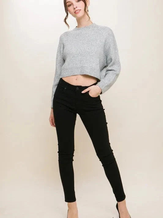Wool Blend Cropped Sweater Top