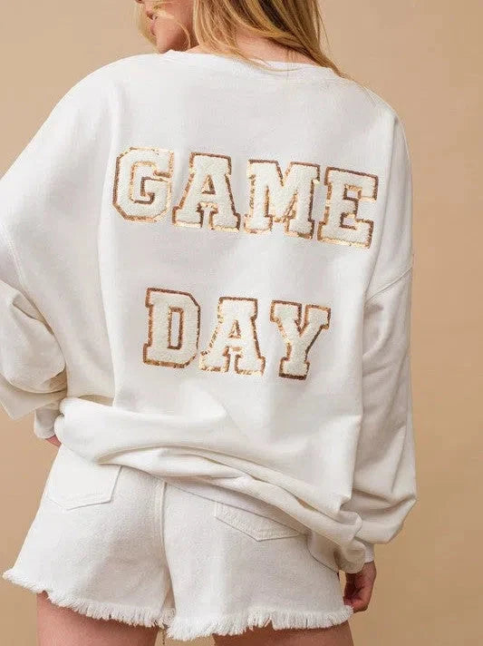 Sequin Tassel Patch Football Sweatshirt