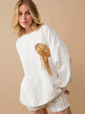Sequin Tassel Patch Football Sweatshirt