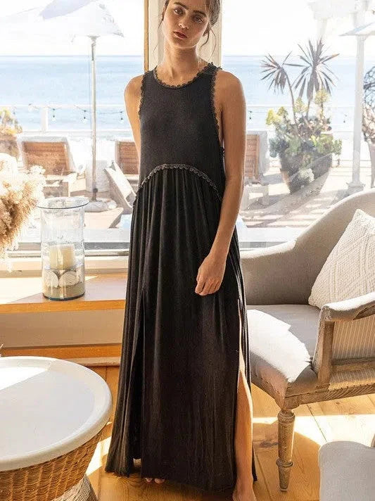 Double Slit Racer Back Maxi Dress