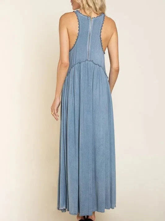 Double Slit Racer Back Maxi Dress