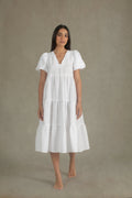 Linen Midi Dress White