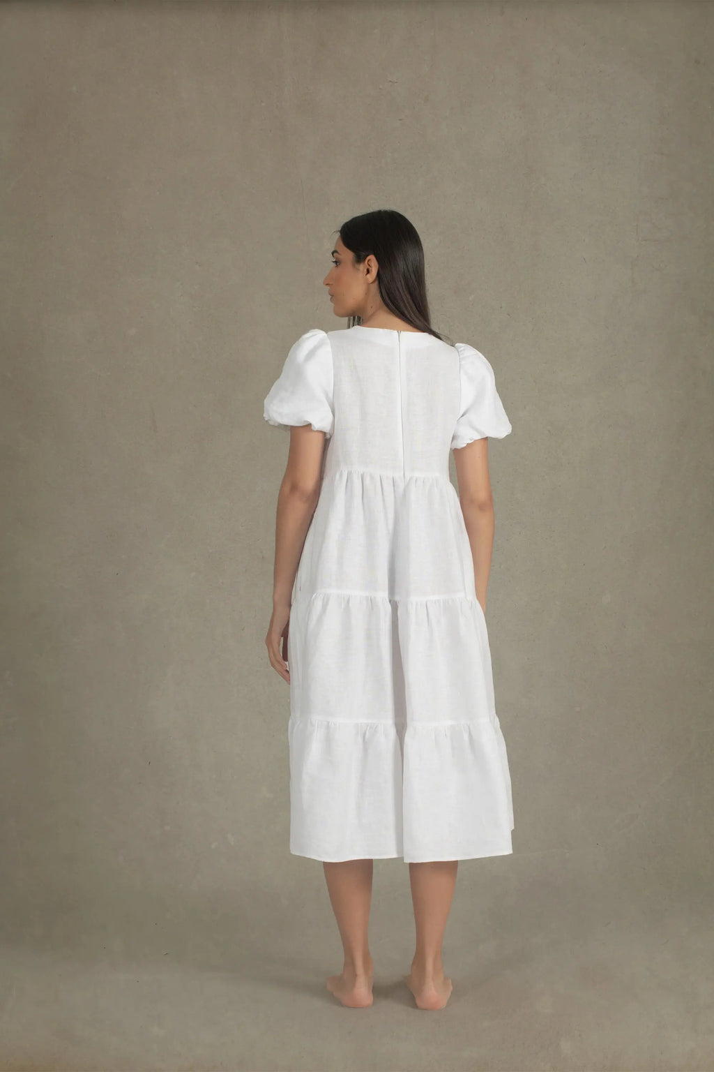 Linen Midi Dress White