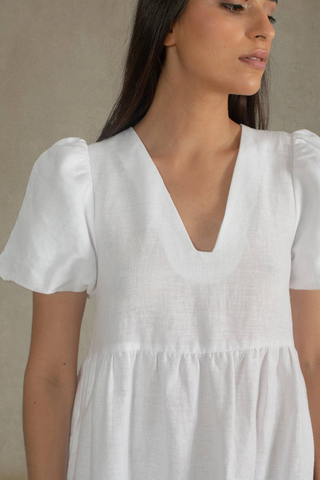 Linen Midi Dress White