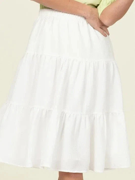 Tiered A-Line Midi Skirt