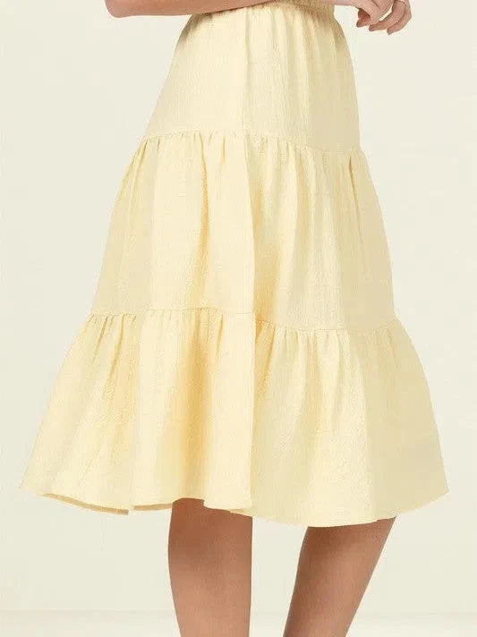 Tiered A-Line Midi Skirt