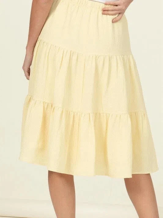 Tiered A-Line Midi Skirt