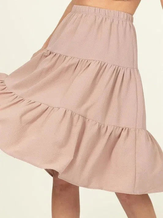Tiered A-Line Midi Skirt