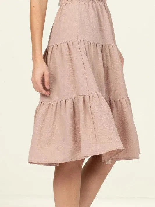 Tiered A-Line Midi Skirt
