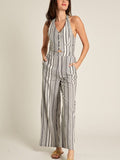 Halter Striped Jumpsuit in Gray