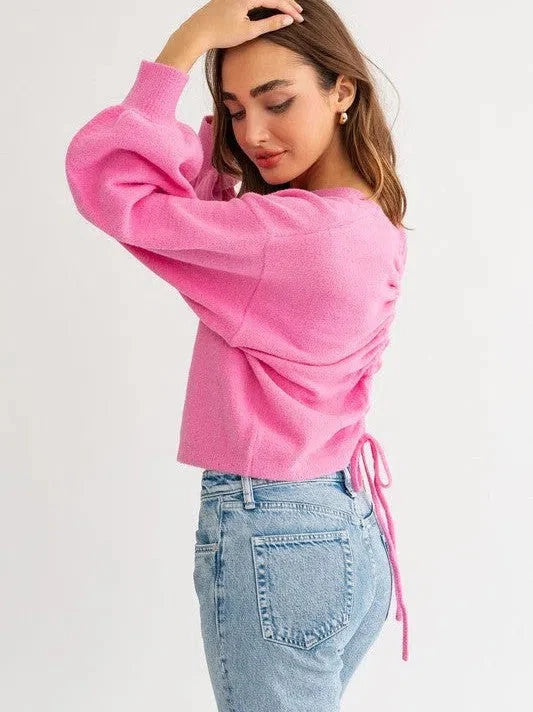 Fuzzy Sweater with Back Ruching