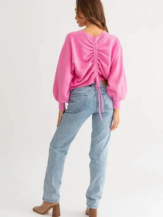Fuzzy Sweater with Back Ruching
