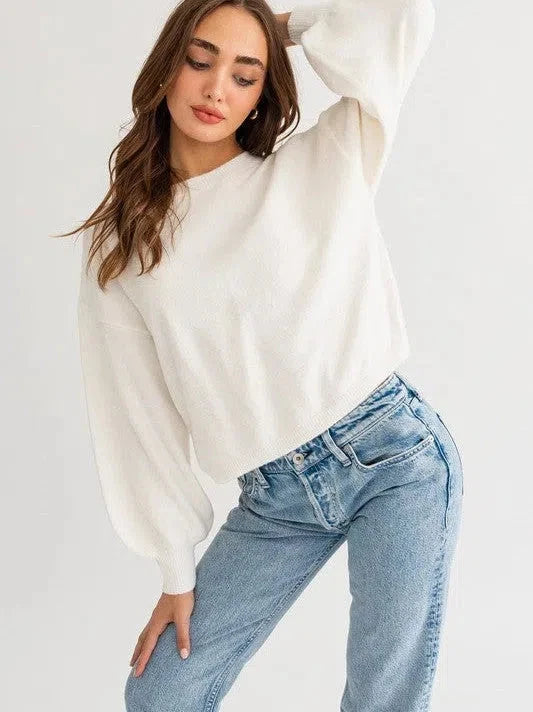 Fuzzy Sweater with Back Ruching