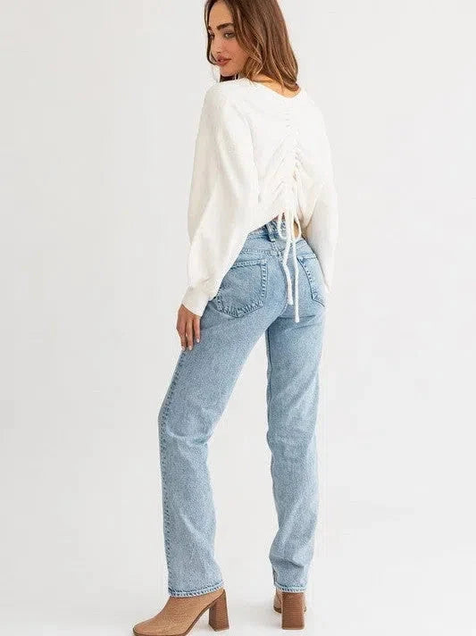 Fuzzy Sweater with Back Ruching