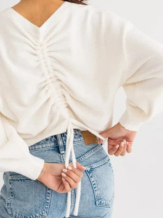 Fuzzy Sweater with Back Ruching