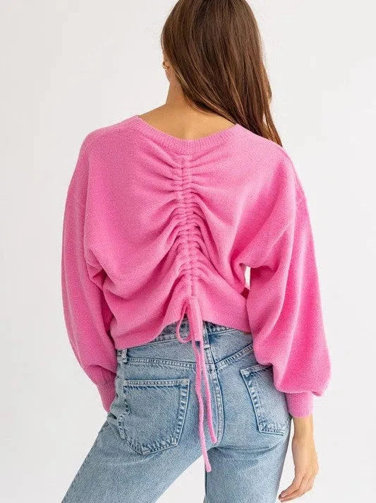 Fuzzy Sweater with Back Ruching