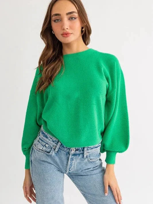 Fuzzy Sweater with Back Ruching