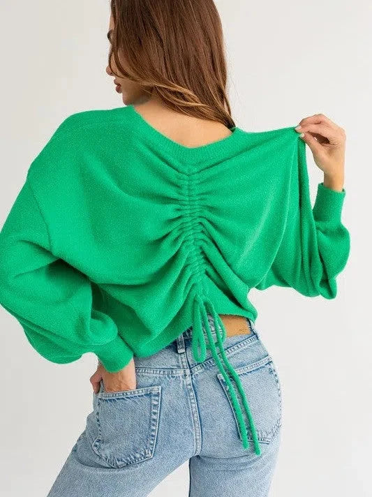Fuzzy Sweater with Back Ruching