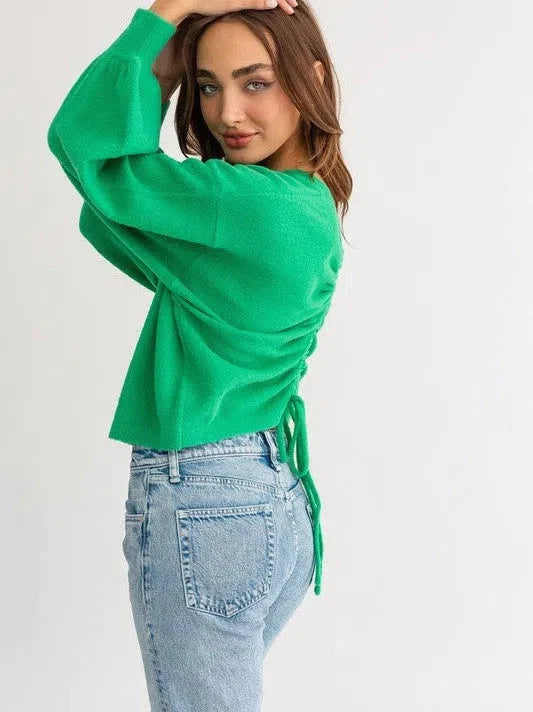 Fuzzy Sweater with Back Ruching