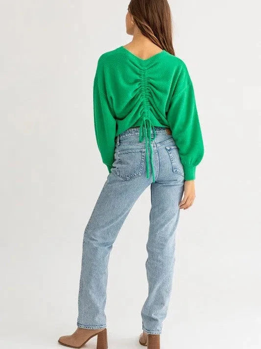Fuzzy Sweater with Back Ruching