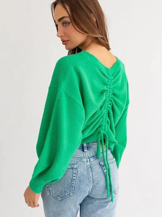 Fuzzy Sweater with Back Ruching