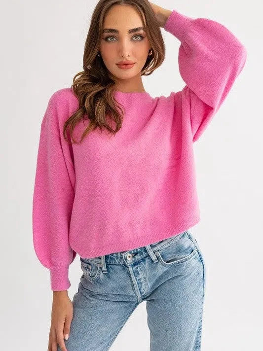 Fuzzy Sweater with Back Ruching