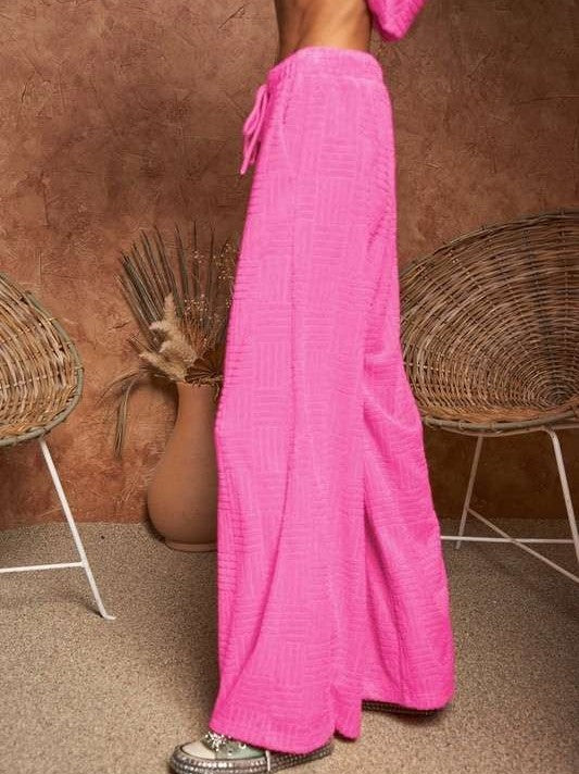 Velvet Sleeveless High Neck Top and Wide Leg Pants Set