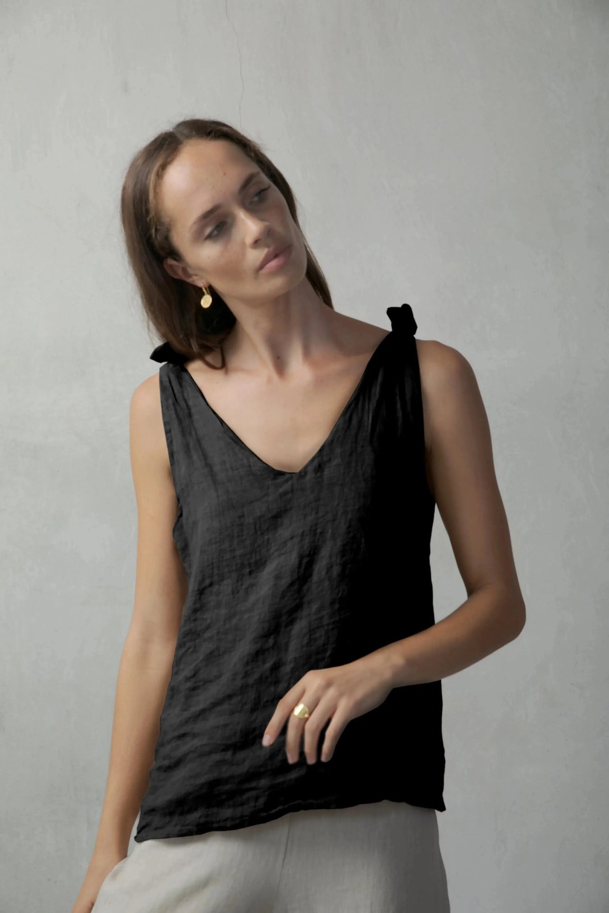 Tie Knot Cami Top Set White + Black