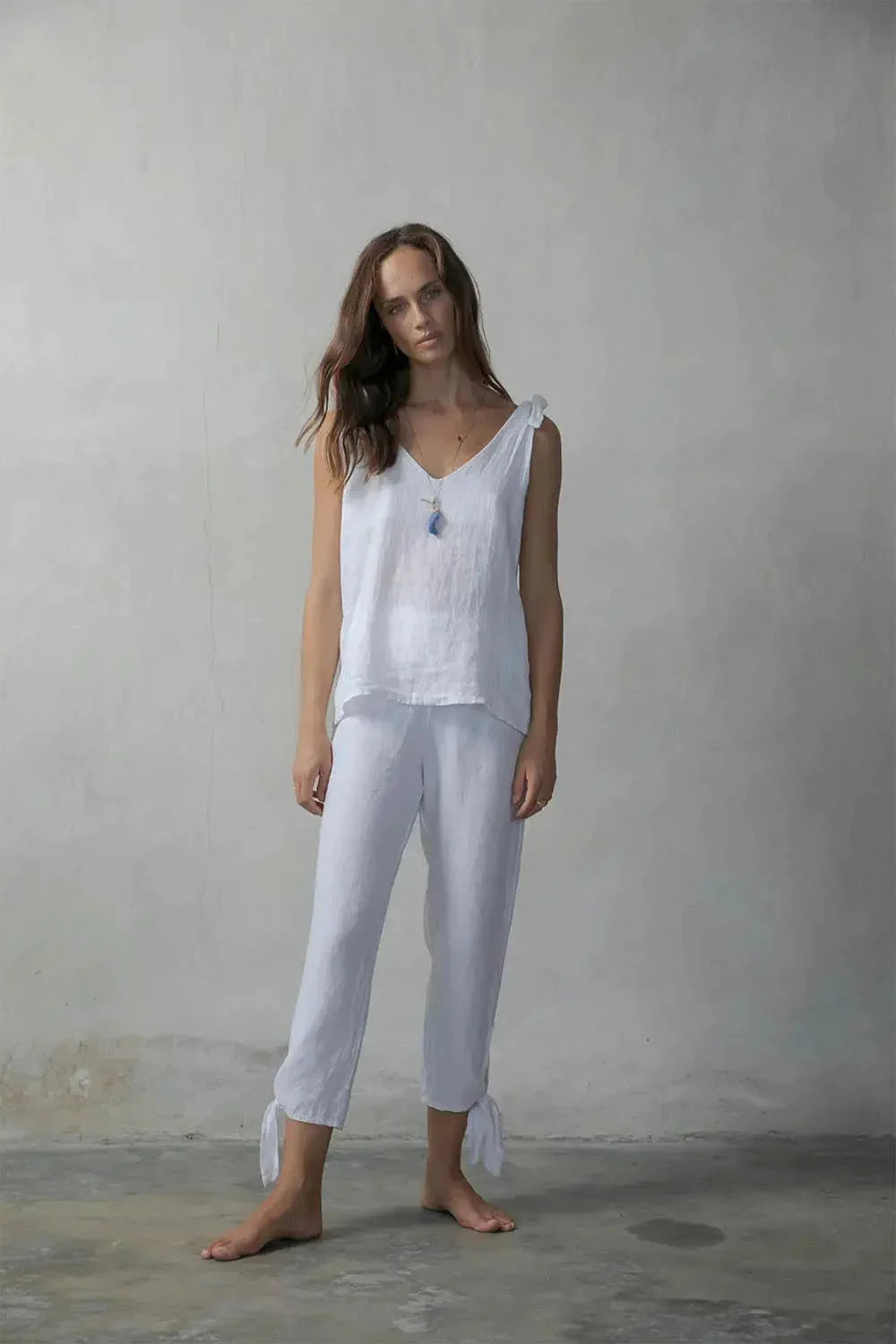 Tie Knot Cami Top Set White + Black