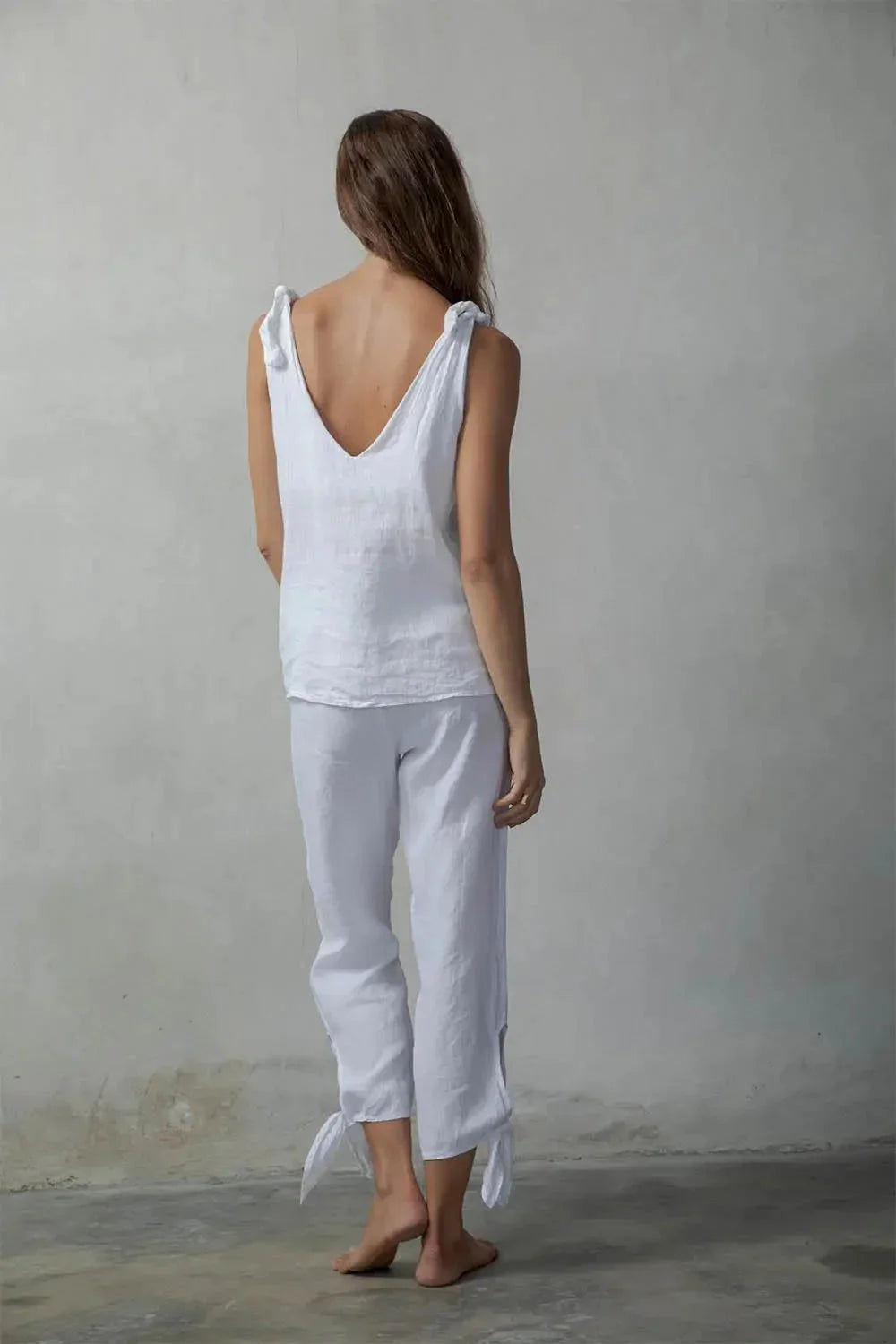 Tie Knot Cami Top Set White + Black