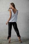 Tie Knot Cami Top White + Capri Pants Black