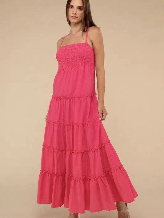 Touch of Whimsical Smocked + Tiered  Maxi Dress