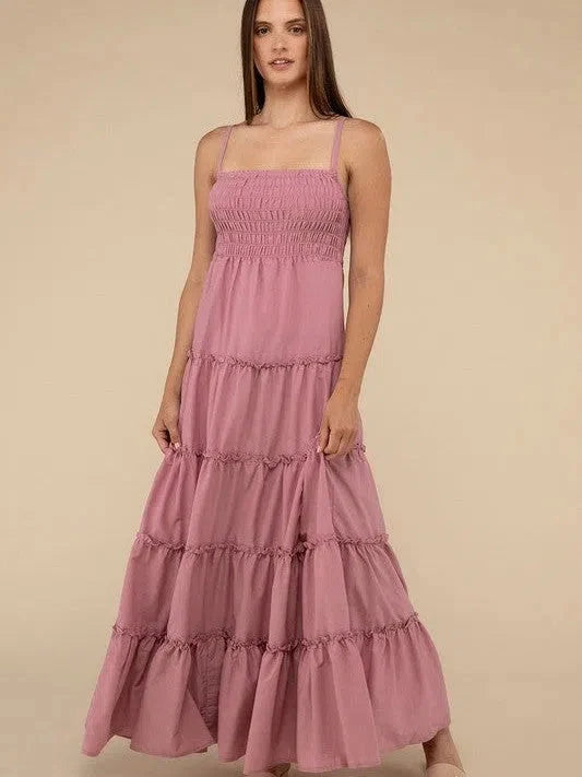 Touch of Whimsical Smocked + Tiered  Maxi Dress