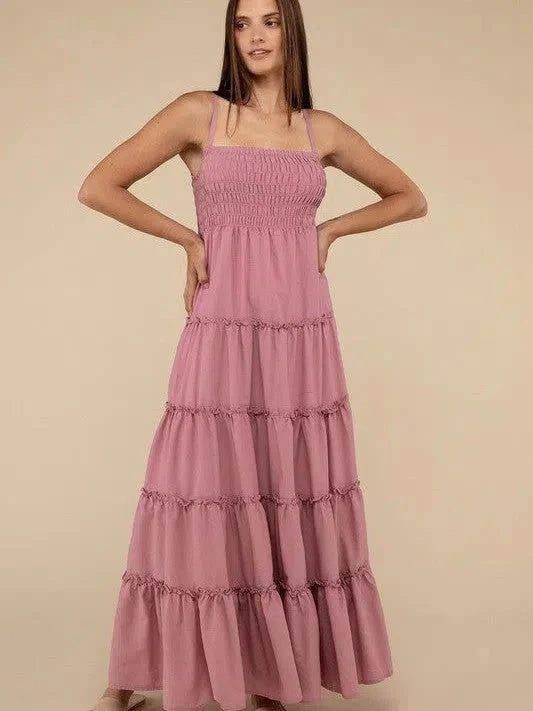 Touch of Whimsical Smocked + Tiered  Maxi Dress