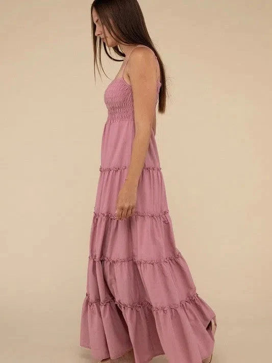 Touch of Whimsical Smocked + Tiered  Maxi Dress