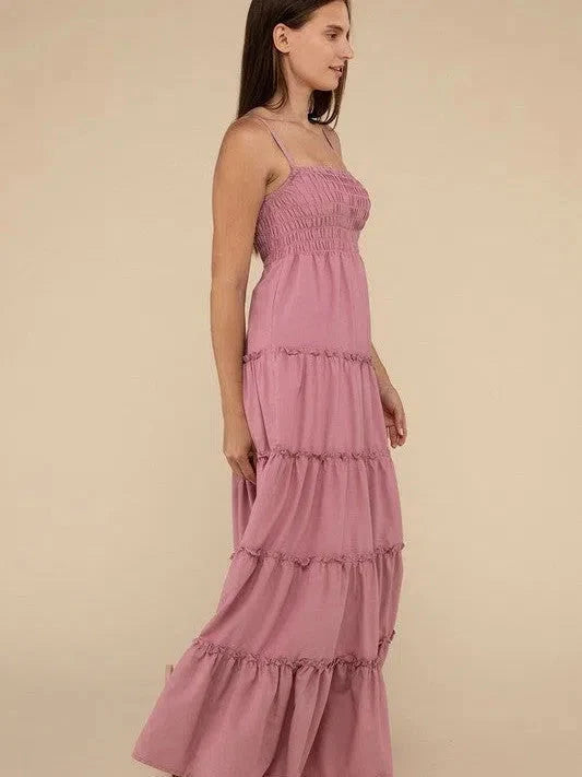 Touch of Whimsical Smocked + Tiered  Maxi Dress
