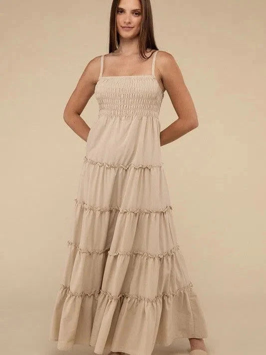 Touch of Whimsical Smocked + Tiered  Maxi Dress
