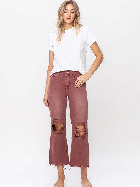 High Rise Crop Flare Jeans