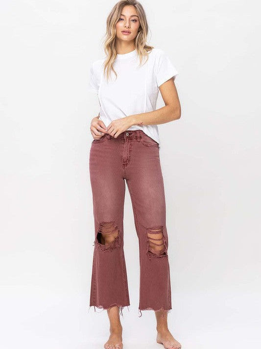 High Rise Crop Flare Jeans