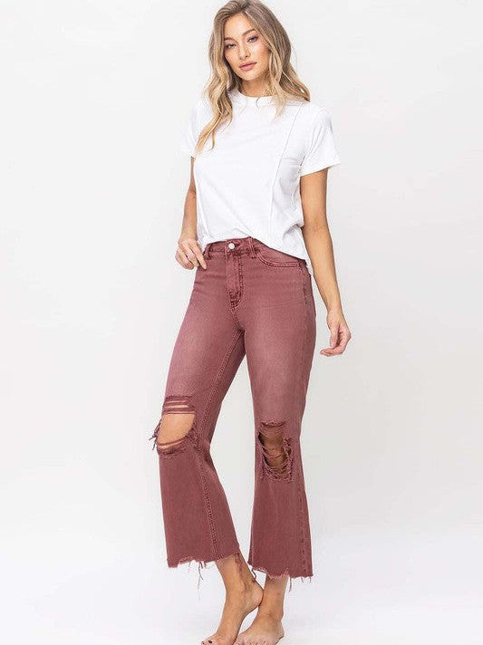 High Rise Crop Flare Jeans
