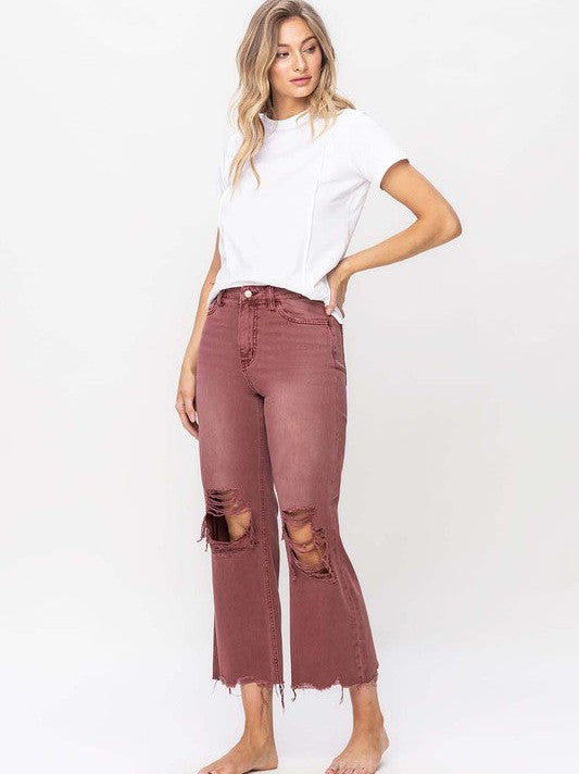 High Rise Crop Flare Jeans