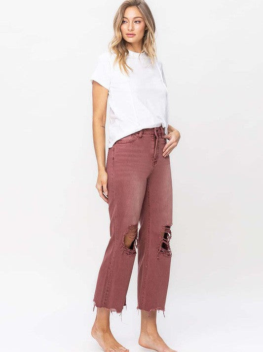 High Rise Crop Flare Jeans