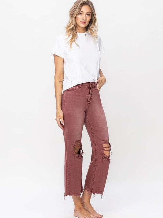 High Rise Crop Flare Jeans
