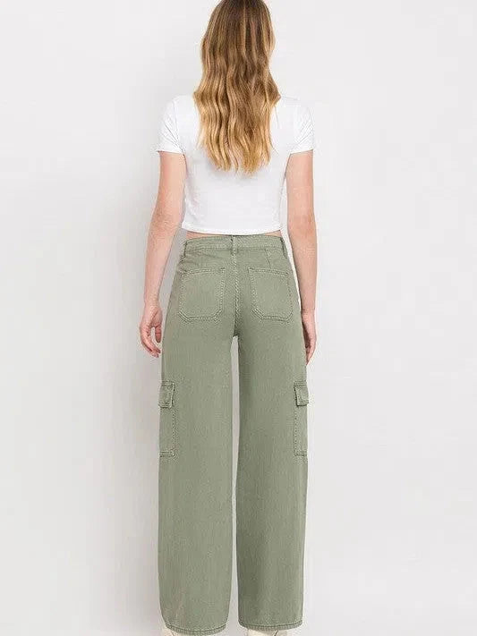 Wide Leg High Waisted Cargo Jeans